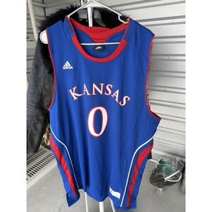 Kansas Jayhawks #0 Basketball Jersey Adidas Player ID Blue Red Size XL KU NCAA